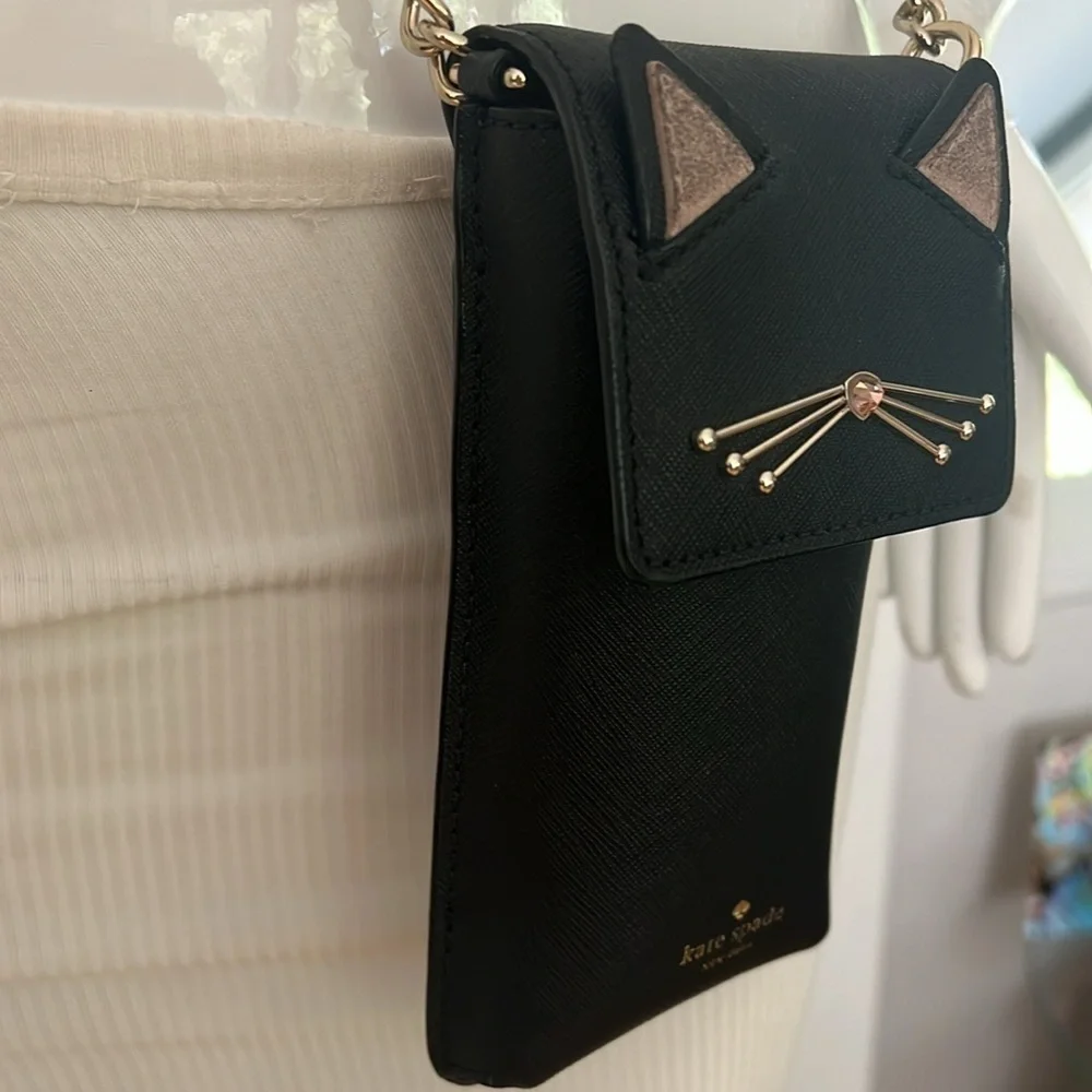 Kate Spade Cat Limited Edition Leather Crossbody Bag Phone Case Fits an IPhone